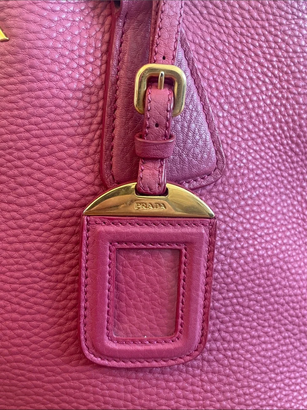 Prada Peonia Pink Vitello Daino Leather Tote Satchel Gold Hardware Shoulder Bag